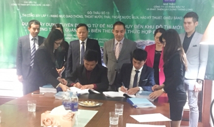 Lễ ký hợp đồng thi công xây lắp dự án: Xây dựng tuyến đường từ đê Ngọc Thụy đến khu đô thị mới Thượng Thanh, quận Long Biên theo hợp đồng BT